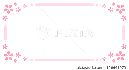 A pale pink frame with flowers on all four corners A pale pink frame with flowers on all four corners 136661073