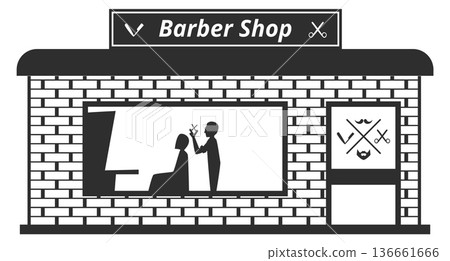 Barber shop black icon. Beauty salon front Barber shop black icon. Beauty salon front 136661666