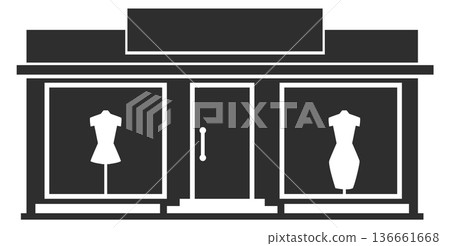 Clothes shop black icon. Tailor boutique facade Clothes shop black icon. Tailor boutique facade 136661668