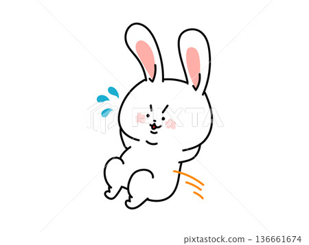 A rabbit working hard on his abdominal muscles 136661674