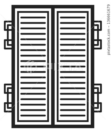 Closed shutters. Black window wooden element icon 136661679