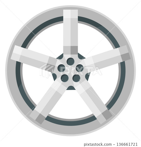 Chrome wheel part. Car detail cartoon icon Chrome wheel part. Car detail cartoon icon 136661721