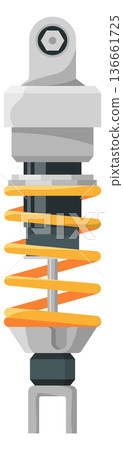 Shock absorber. Damper cartoon icon. Mechanical device 136661725