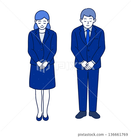 Businessman seeing off customers with a bow 136661769