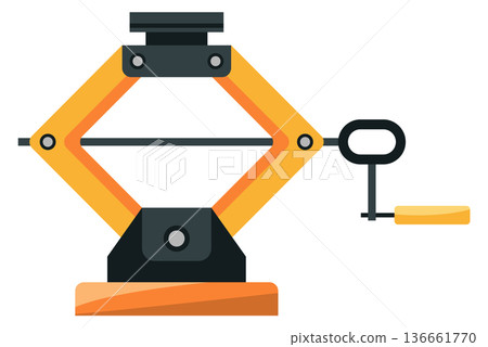 Hydraulic car elevator tool cartoon machine icon 136661770