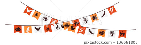 Halloween paper bunting. Holiday party decoration element 136661803