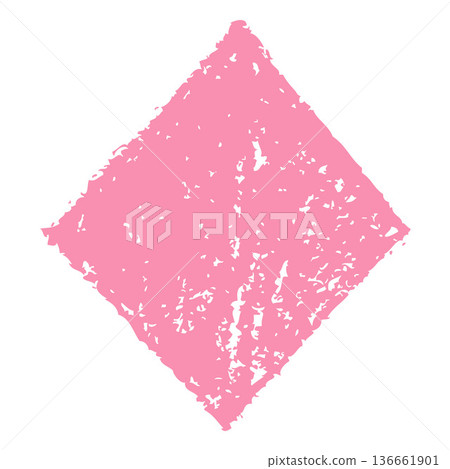 Geometric rhombus shape, hand-drawn with pink chalk or pencil. Geometric rhombus shape, hand-drawn with pink chalk or pencil. 136661901