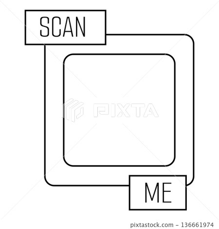 A simple black outline square frame for a QR code with the text "SCAN ME." A simple black outline square frame for a QR code with the text "SCAN ME." 136661974