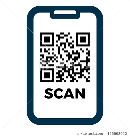 Smartphone screen with a QR code and the caption "SCAN." 136662020