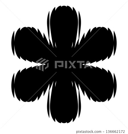 Black flower shape ribbed glass effect, vector fluted abstract chamomile, ripple blur blossom daisy plant decoration Black flower shape ribbed glass effect, vector fluted abstract chamomile, ripple blur blossom daisy plant decoration 136662172