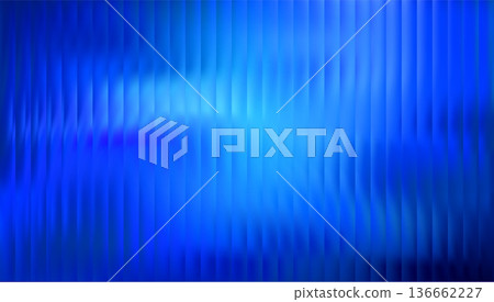 Ribbed glass with 3D texture effect, abstract blue gradient fluted panel vector background, vertical striped ripple blur 136662227