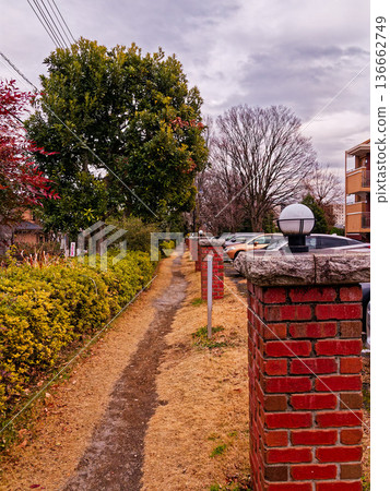 Brick lights and straight walkways Brick lights and straight walkways 136662749