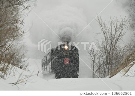 千茂本線，東治茅沼，雪，蒸氣機車疾馳 136662801