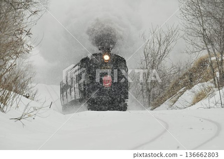 千茂本線，東治茅沼，雪，蒸氣機車疾馳 136662803