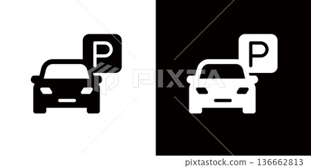 Car parking icon, car parked in parking lot Car parking icon, car parked in parking lot 136662813