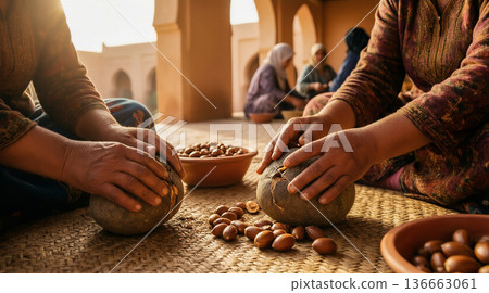 happy potter making ceramic bowl on the pottery wheel 136663061