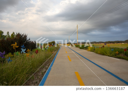 Bicycle path along the Geumgang River Bicycle path along the Geumgang River 136663187