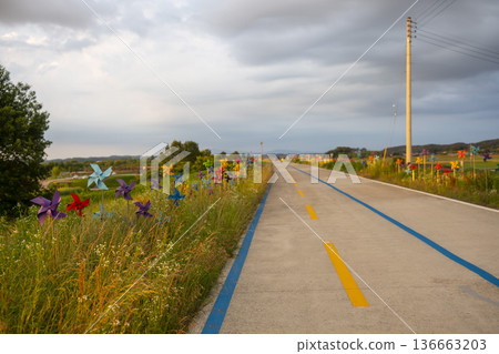 Bicycle path along the Geumgang River Bicycle path along the Geumgang River 136663203