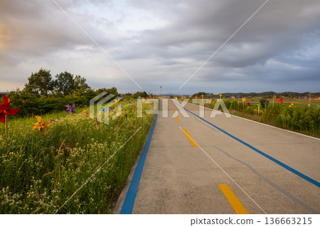 Bicycle path along the Geumgang River Bicycle path along the Geumgang River 136663215