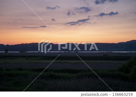 Bicycle path along the Geumgang River 136663259
