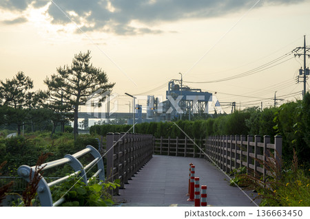 Bicycle path along the Geumgang River Bicycle path along the Geumgang River 136663450