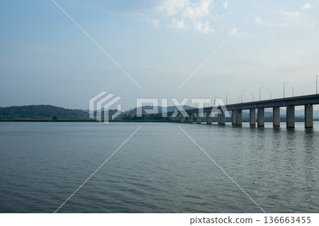 Bicycle path along the Geumgang River Bicycle path along the Geumgang River 136663455
