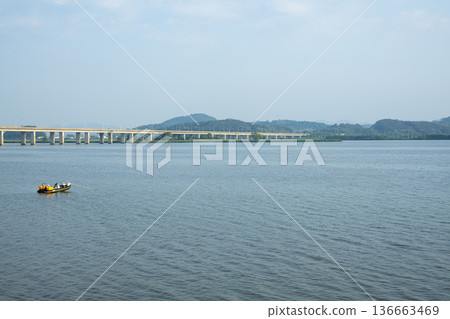 Bicycle path along the Geumgang River Bicycle path along the Geumgang River 136663469