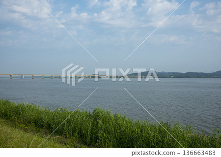 Bicycle path along the Geumgang River Bicycle path along the Geumgang River 136663483