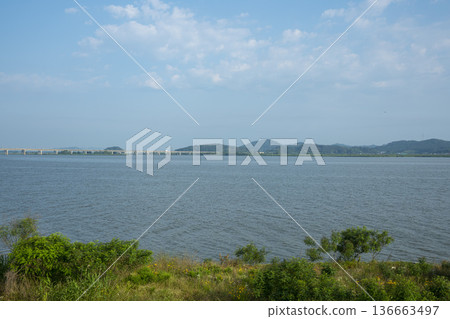 Bicycle path along the Geumgang River Bicycle path along the Geumgang River 136663497