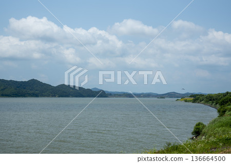 Bicycle path along the Geumgang River Bicycle path along the Geumgang River 136664500