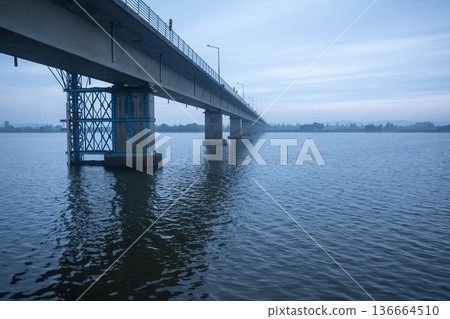 Bicycle path along the Geumgang River 136664510