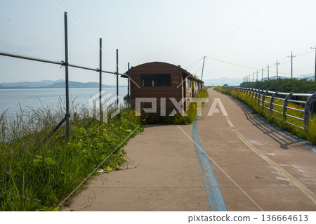 Bicycle path along the Geumgang River Bicycle path along the Geumgang River 136664613