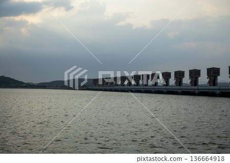 Bicycle path along the Geumgang River Bicycle path along the Geumgang River 136664918