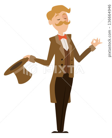 British aristocrat character. Top hat cartoon gentleman British aristocrat character. Top hat cartoon gentleman 136664946