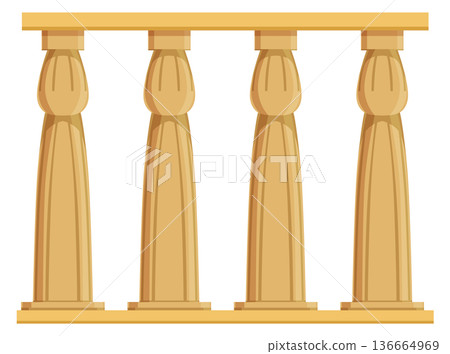 Egyptian stone columns historical order cartoon icon 136664969