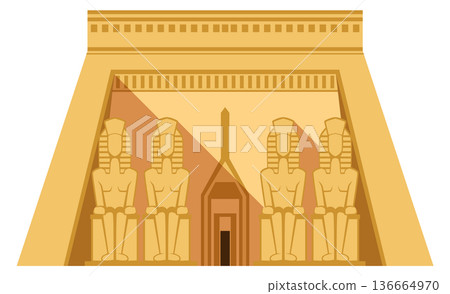 Ancient temple cartoon icon. Egyptian stone sculpture 136664970