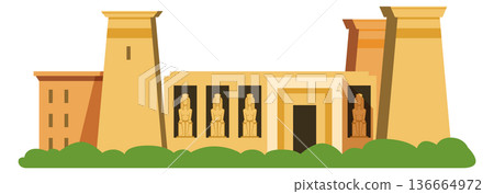 Egyptian building. Ancient historical architecture color icon Egyptian building. Ancient historical architecture color icon 136664972