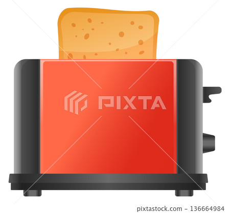 Toaster with fresh roasted bread slice realistic icon Toaster with fresh roasted bread slice realistic icon 136664984