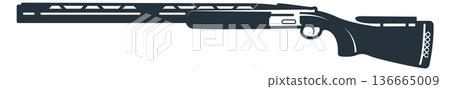 Shotgun black icon. Hunting firearm. Gun silhouette Shotgun black icon. Hunting firearm. Gun silhouette 136665009