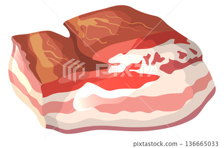 Raw bacon cartoon icon. Pork belly meat 136665033