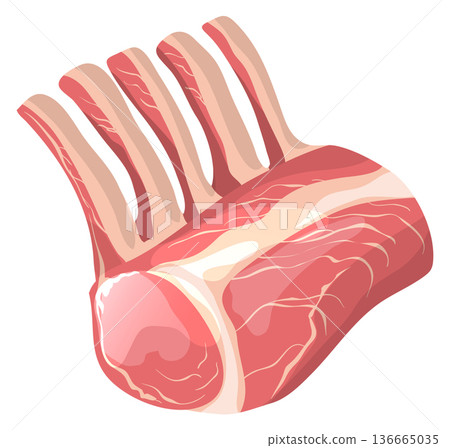 Ribs cartoon icon. Fresh butchery store product 136665035