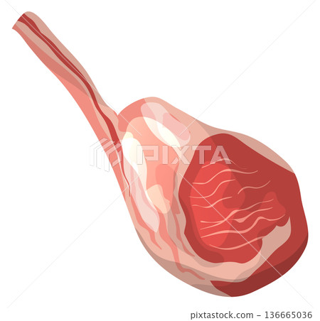 Mutton rib meat. Lamb chop cartoon icon Mutton rib meat. Lamb chop cartoon icon 136665036