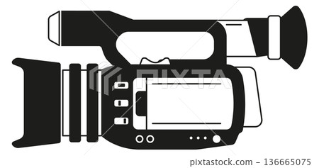 Video camera black icon. Film recording symbol Video camera black icon. Film recording symbol 136665075