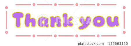 一幅用紫色和粉紅色手寫的感謝插畫。 136665130