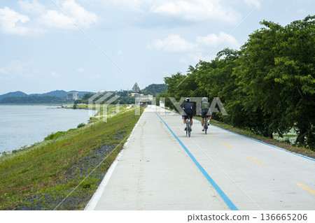 Bicycle path along the Geumgang River Bicycle path along the Geumgang River 136665206