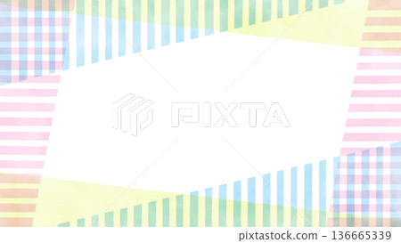 Striped and plain watercolor linear frame Striped and plain watercolor linear frame 136665339