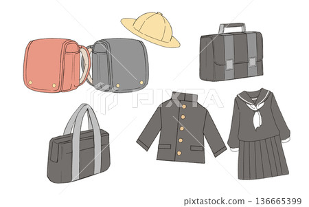 新學期書包與制服示意圖 新學期書包與制服示意圖 136665399