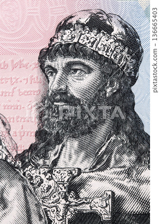 Mieszko I a portrait from Polish money 136665403