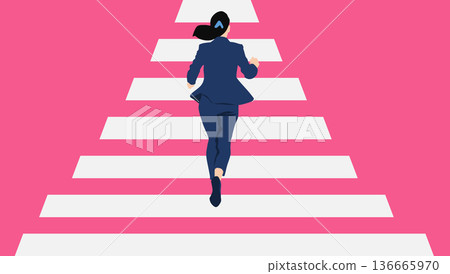 Illustration of a new graduate businesswoman full of hope 136665970