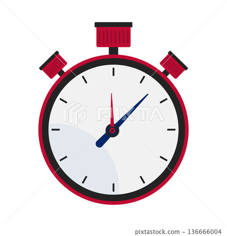 Red Stopwatch Icon Flat Vector Illustration Isolated On White Background Red Stopwatch Icon Flat Vector Illustration Isolated On White Background 136666004
